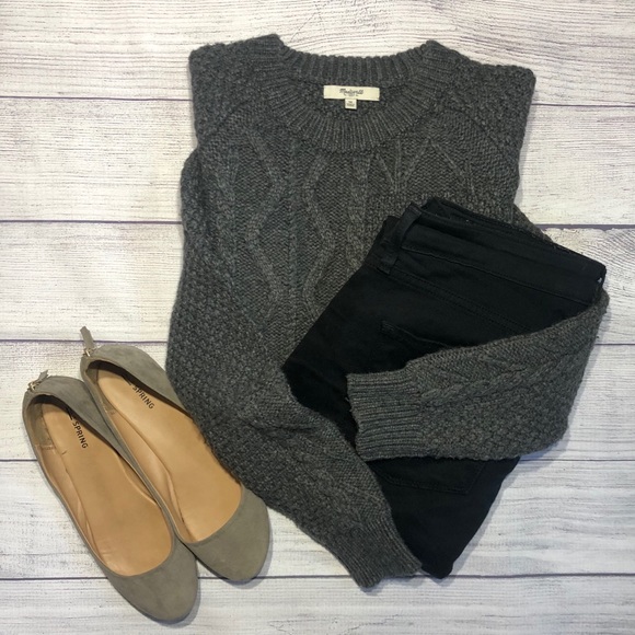 Madewell Sweaters - Madewell Block-Stitch Cable Knit Sweater